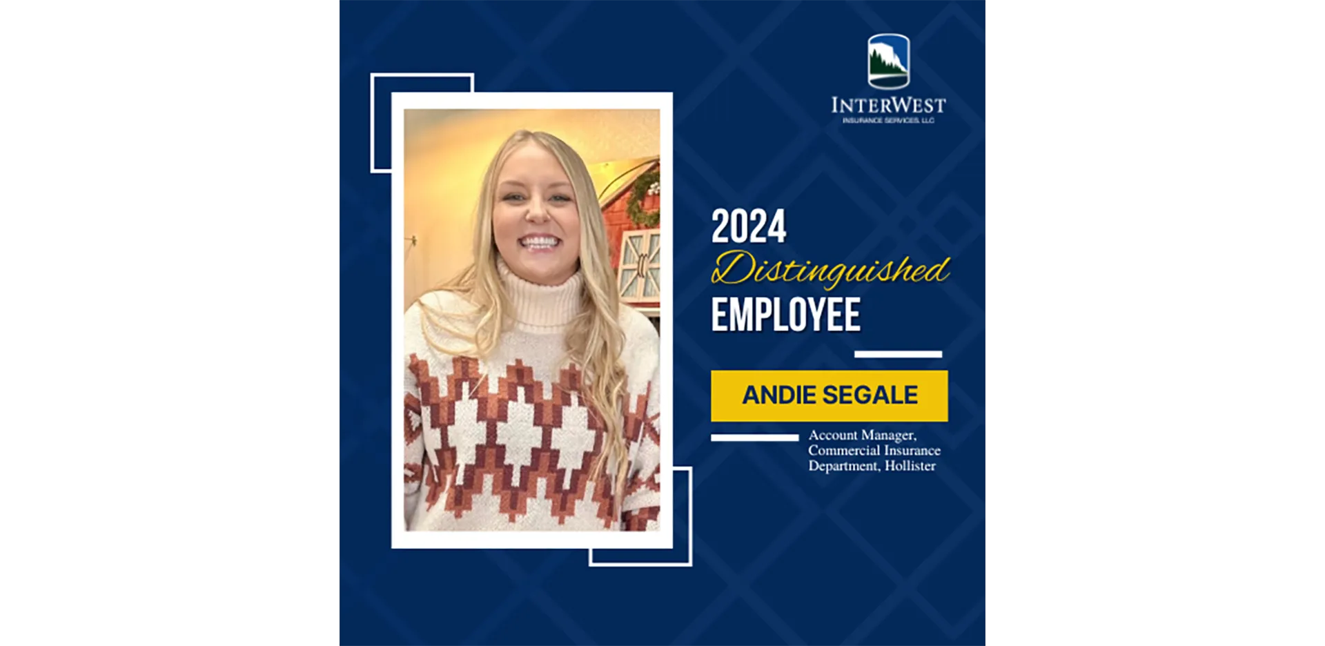Graphic features distinguished employee award winner Andie Segale.