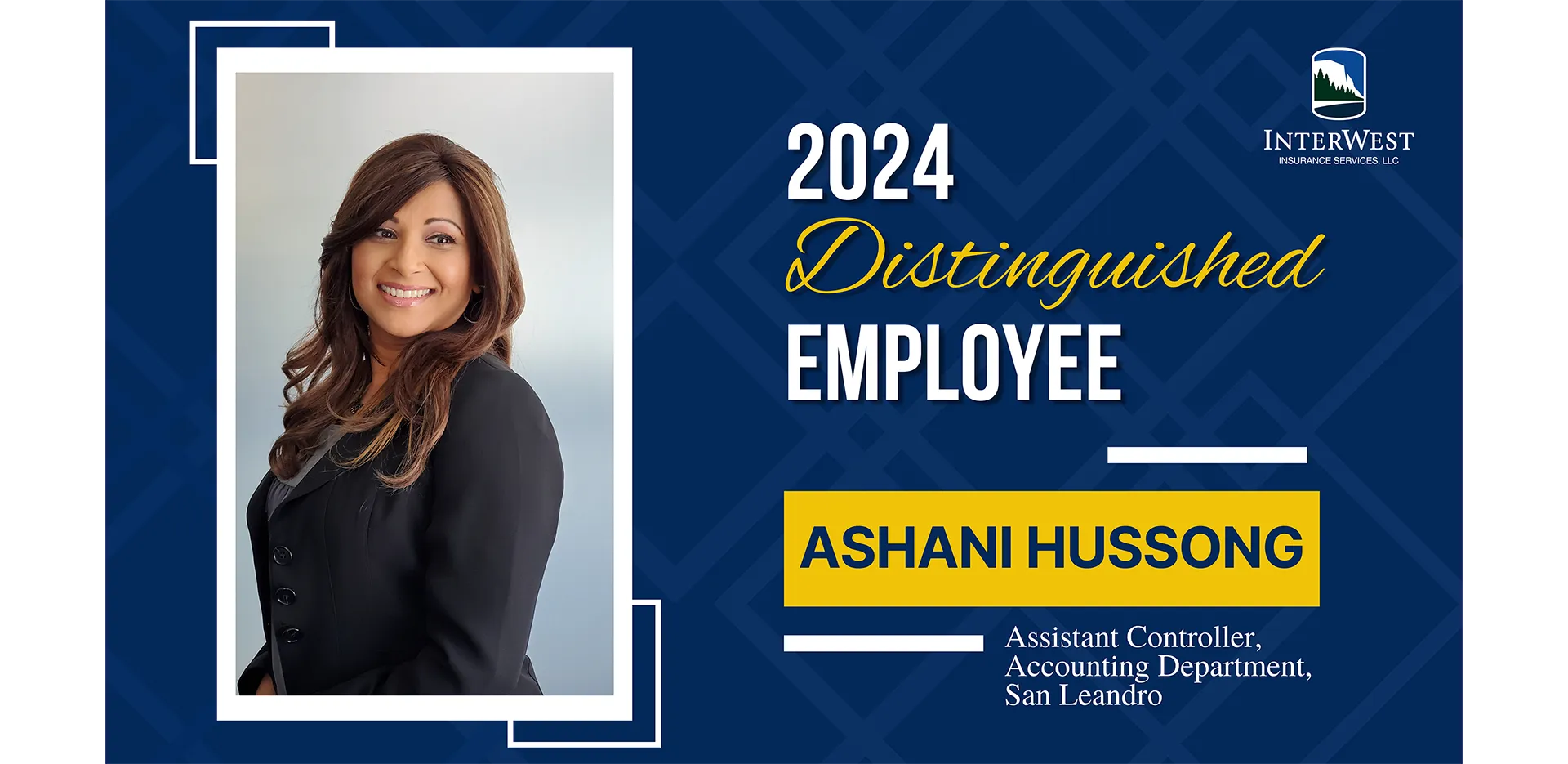 Graphic features distinguished employee award winner Ashani Hussong.