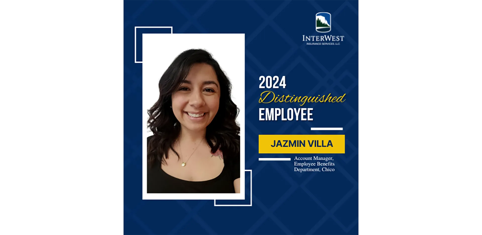 Graphic features distinguished employee award winner Jazmin Villa.