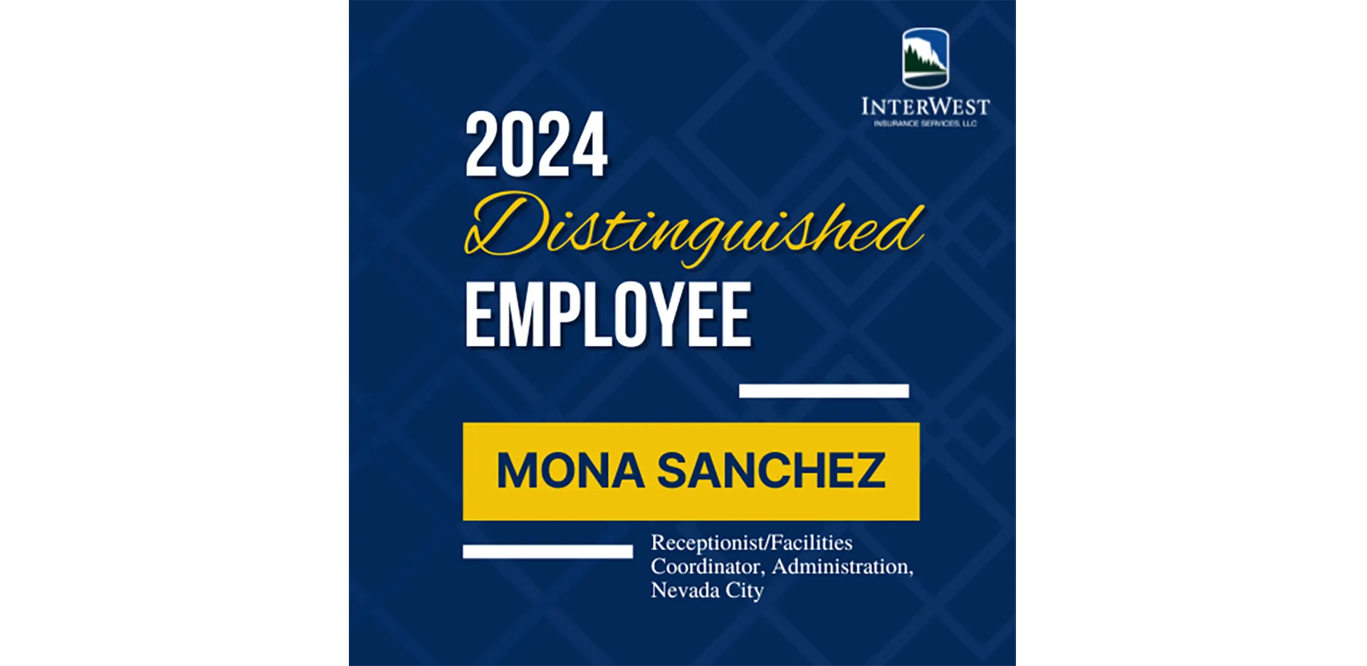 Graphic features distinguished employee award winner Mona Sanchez.