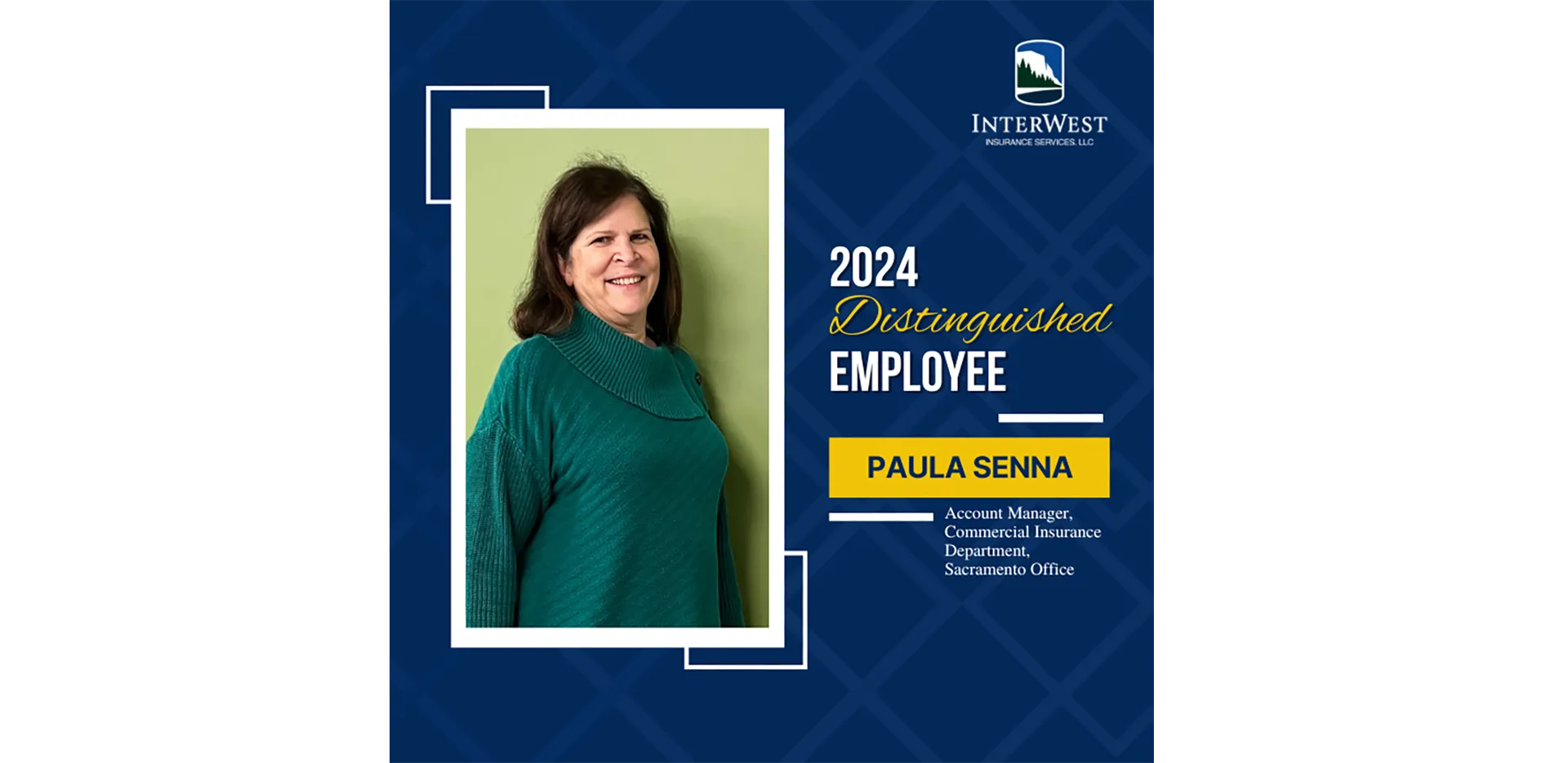 Graphic features distinguished employee award winner Paula Senna.