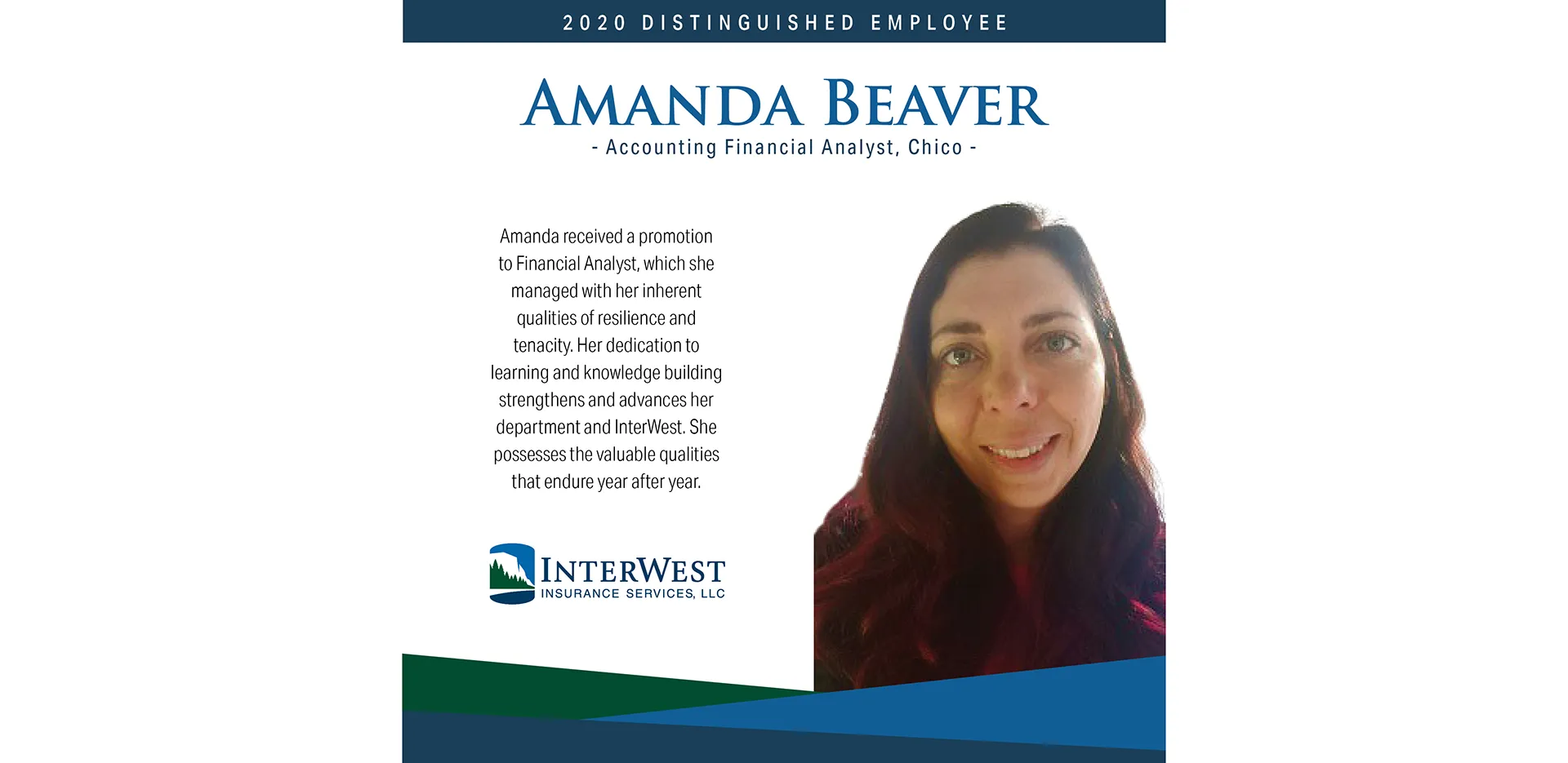 Graphic features distinguished employee award winner Amanda Beaver.