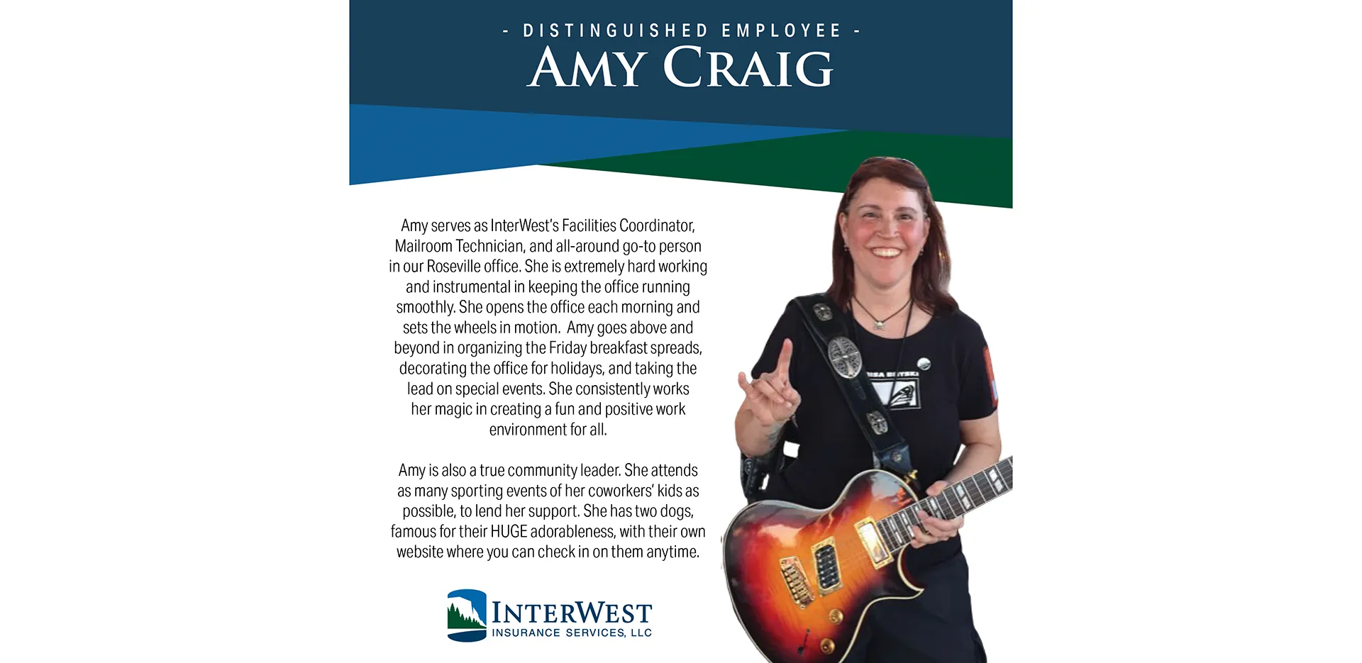 Graphic features distinguished employee award winner Amy Craig.