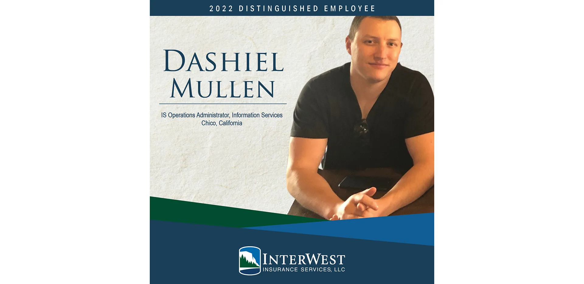 Graphic features distinguished employee award winner Dashiel Mullen.