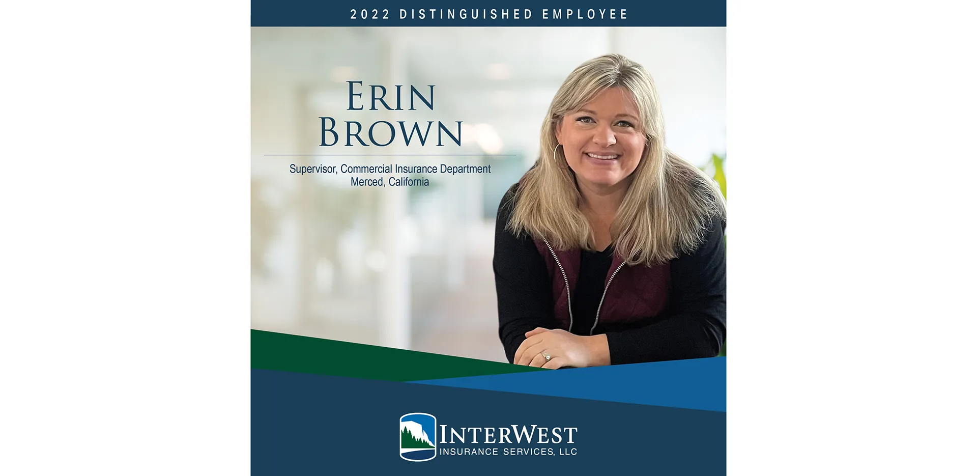 Graphic features distinguished employee award winner Erin Brown.