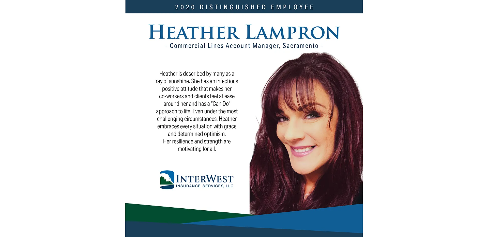 Graphic features distinguished employee award winner Heather Lampron.