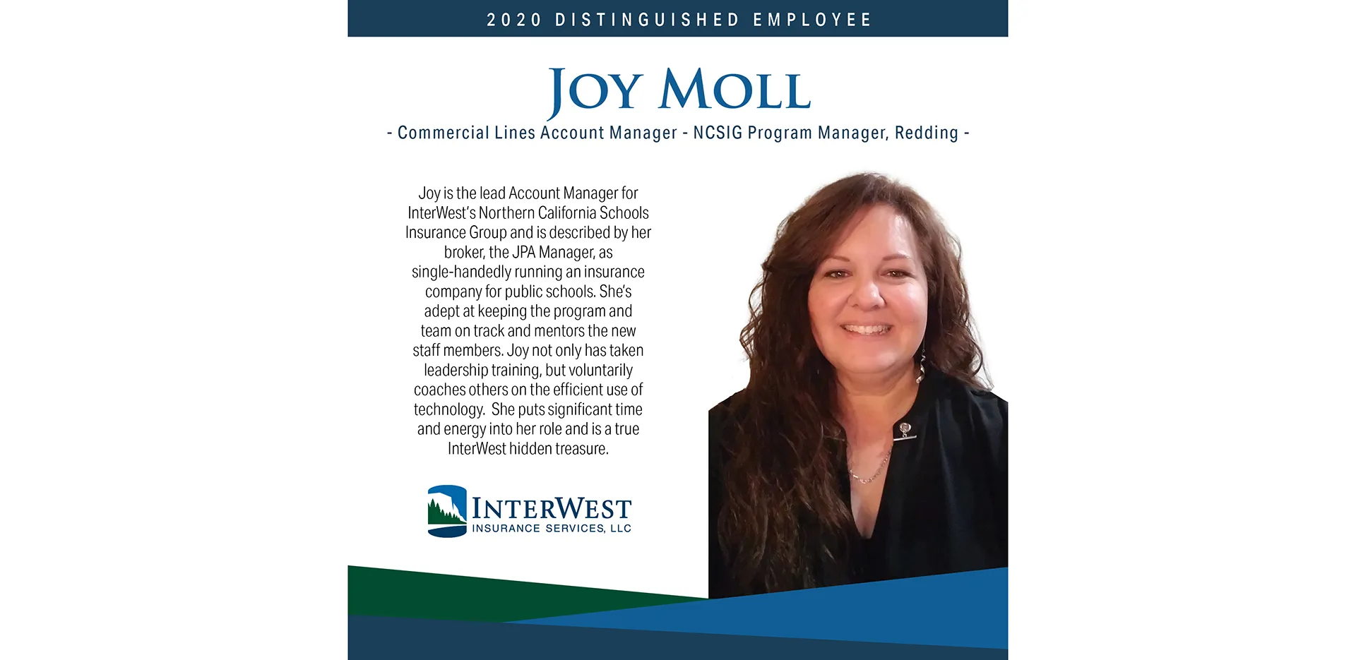 Graphic features distinguished employee award winner Joy Moll.