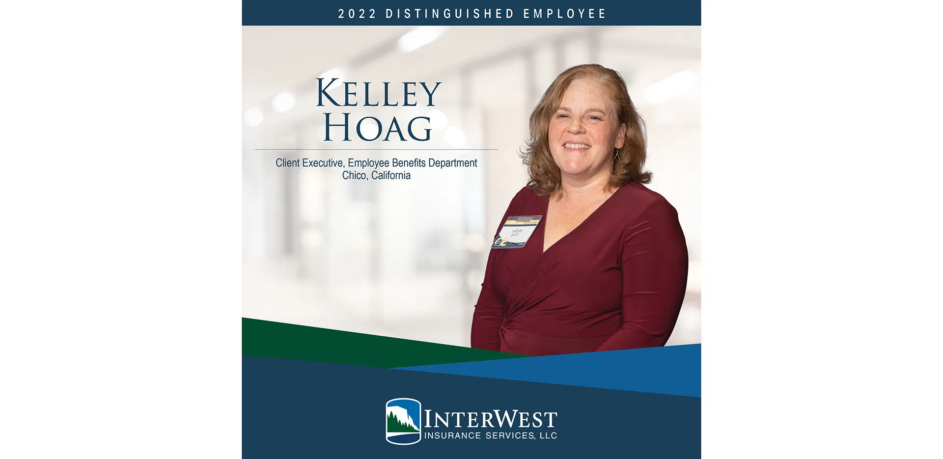 Graphic features distinguished employee award winner Kelley Hoag.