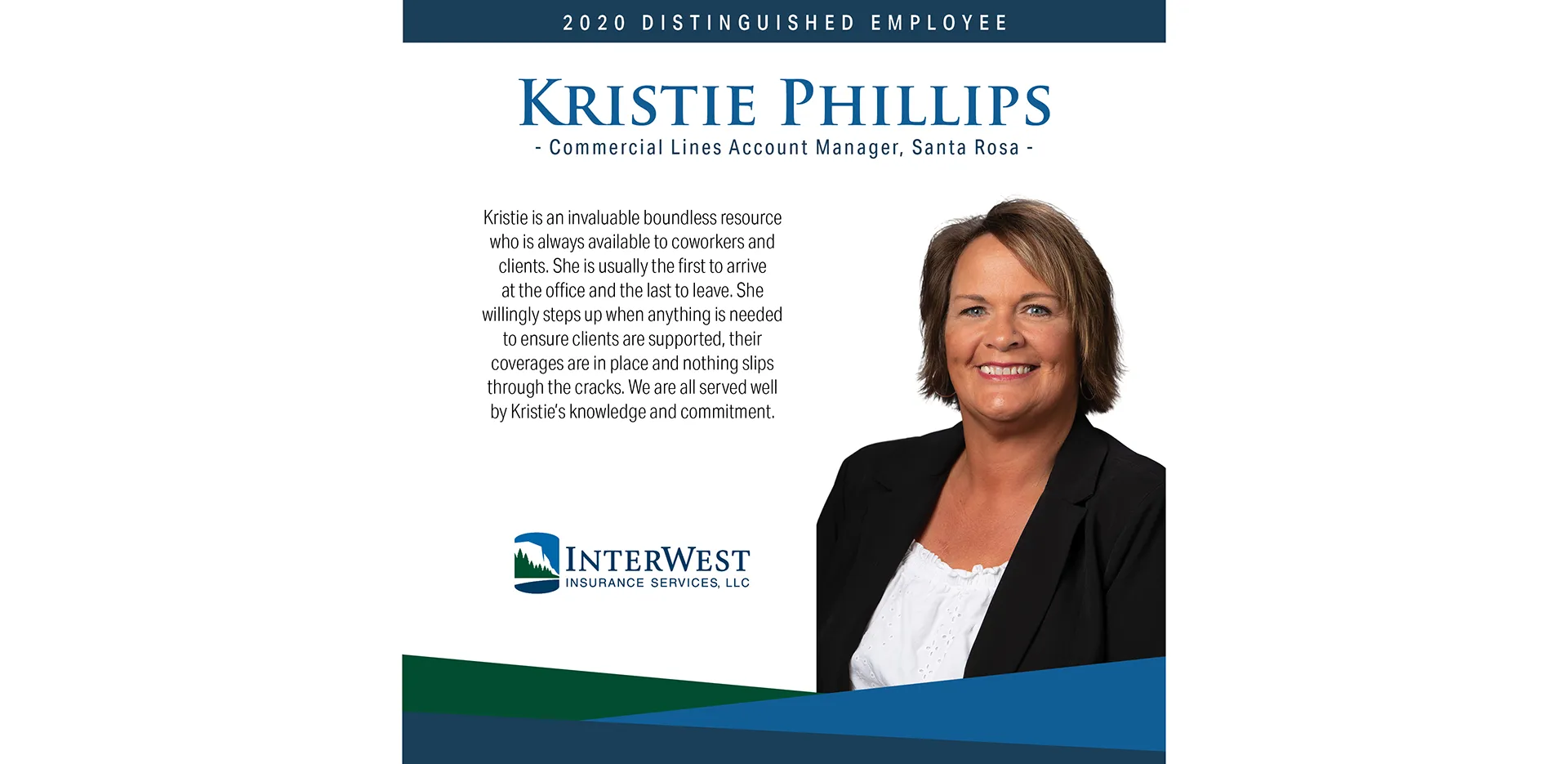 Graphic features distinguished employee award winner Kristie Phillips.