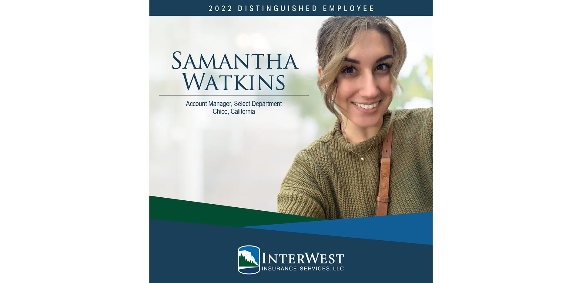 Graphic features distinguished employee award winner Samantha Watkins.