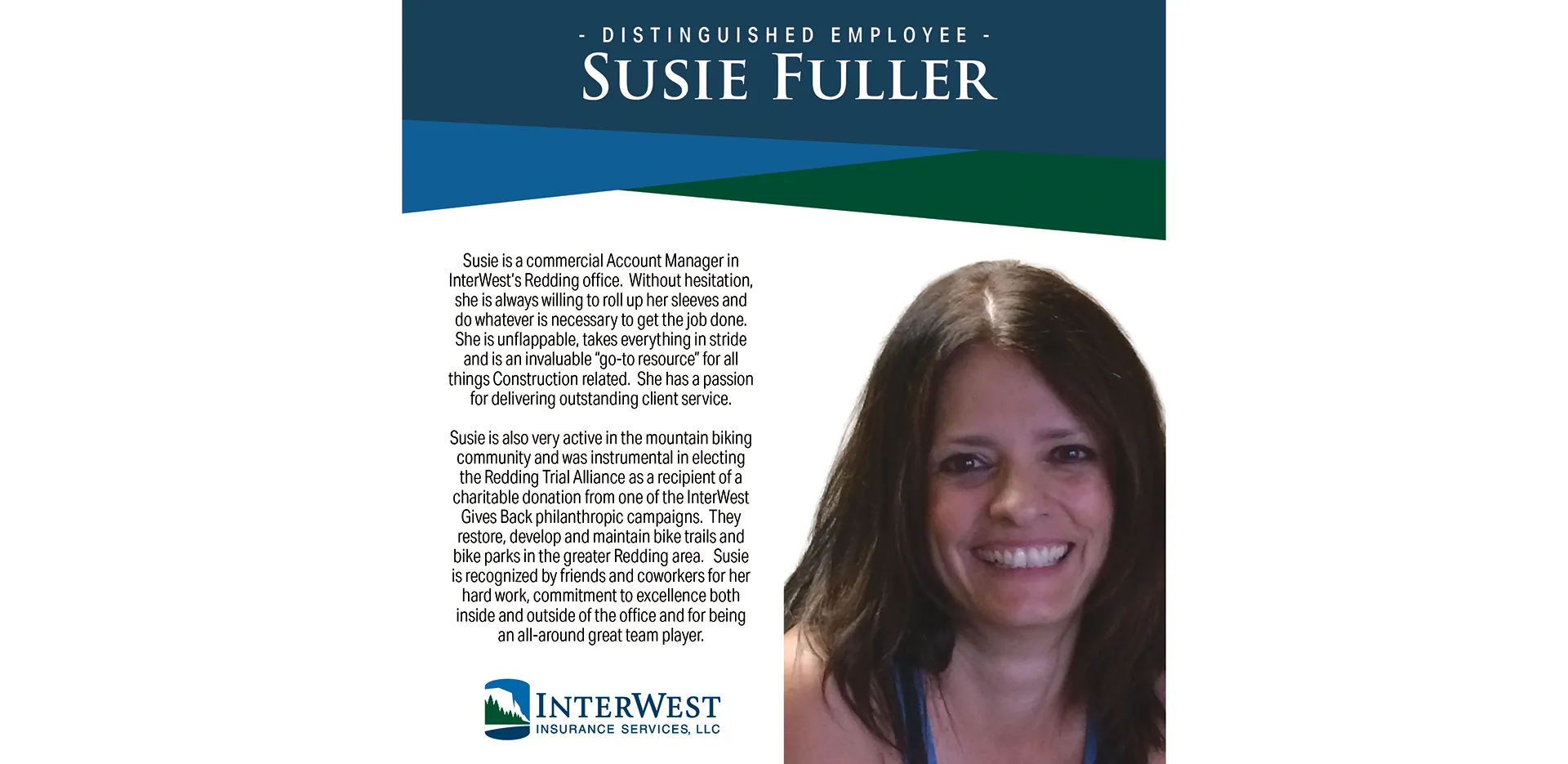 Graphic features distinguished employee award winner Susie Fuller.