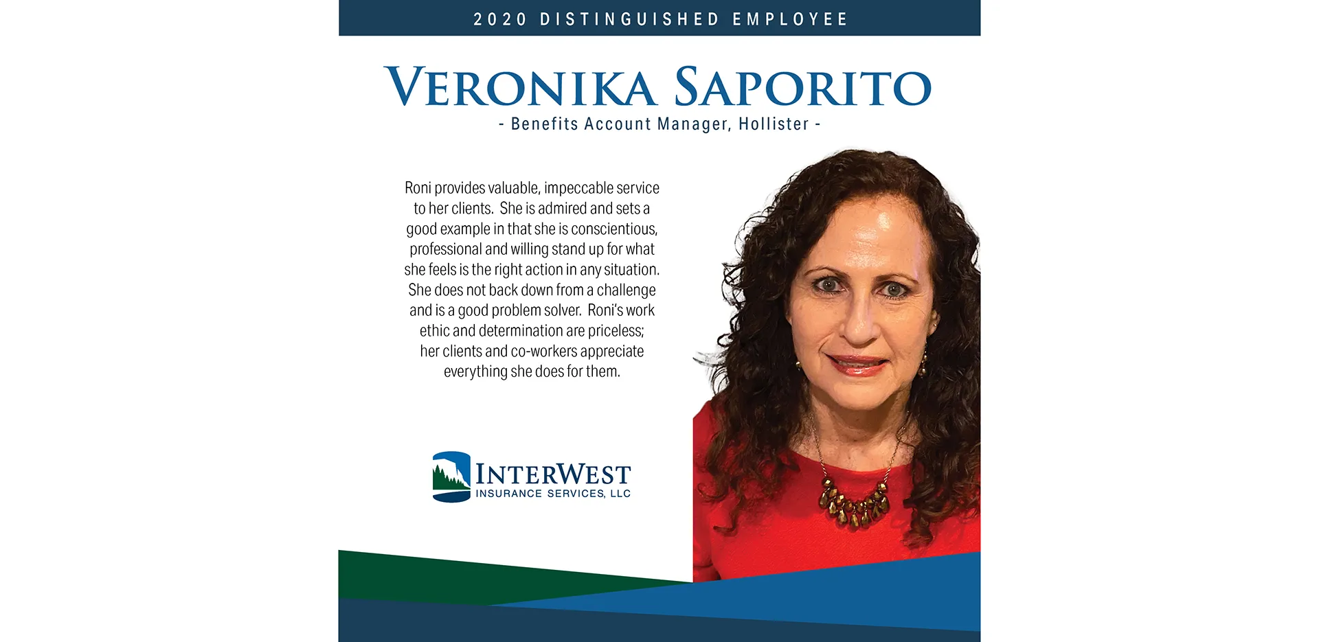 Graphic features distinguished employee award winner Tobi Sund.