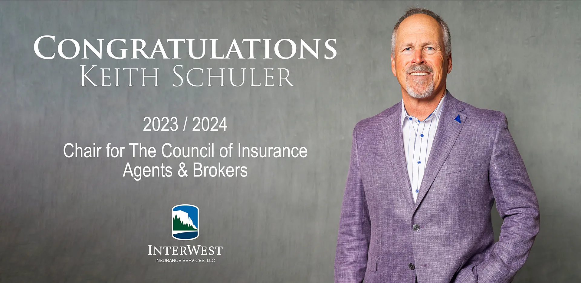 Graphic reads 'Congratulations Keith Schuler.'