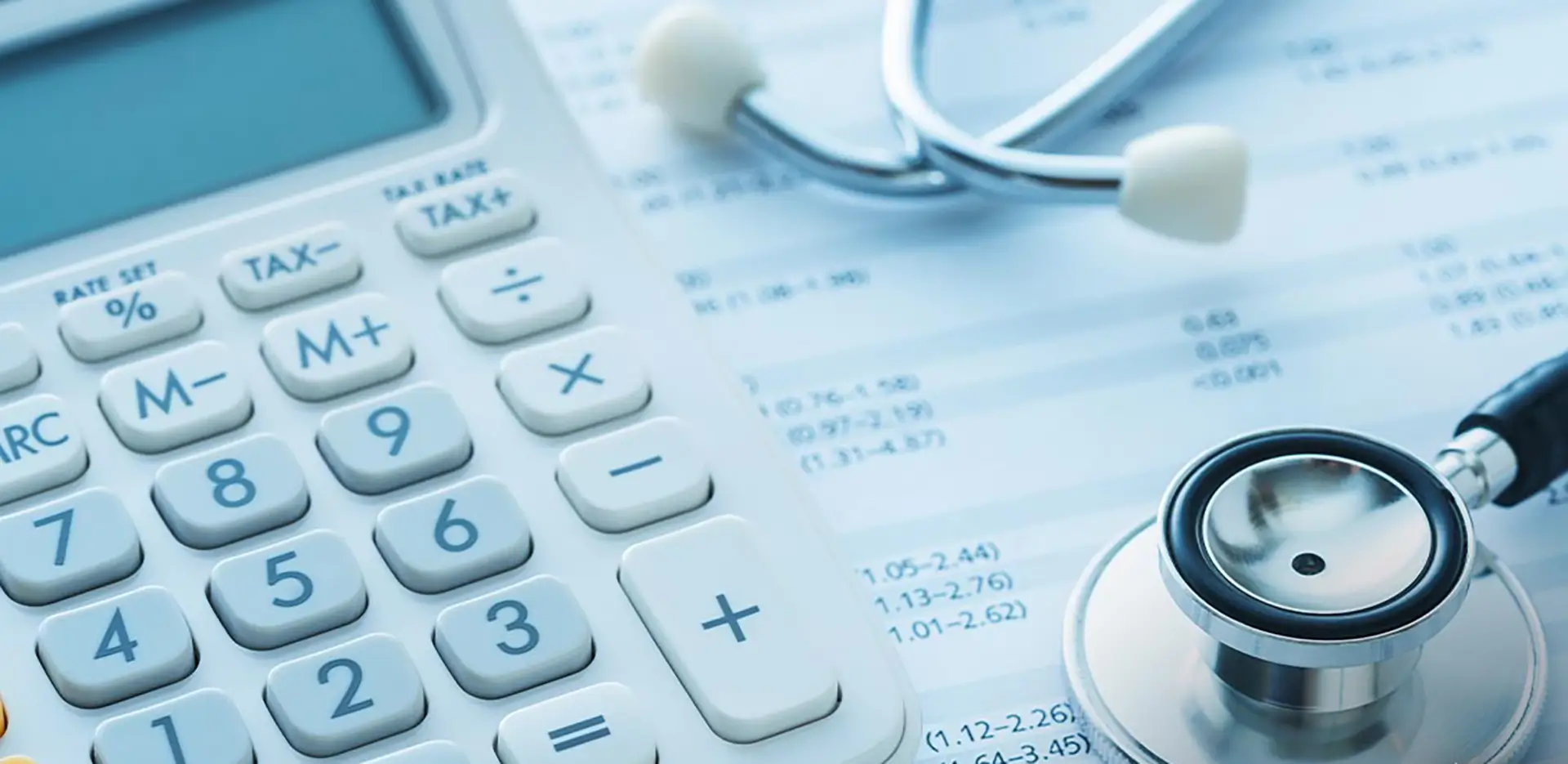 A calculator and a stethoscope.