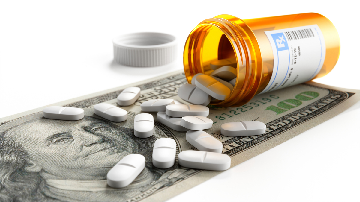 medicine pills and money