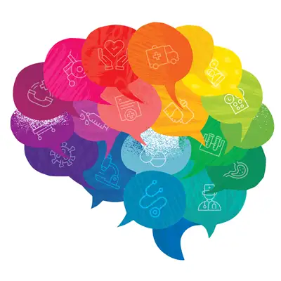 colorful illustration of a brain which stands for literacy