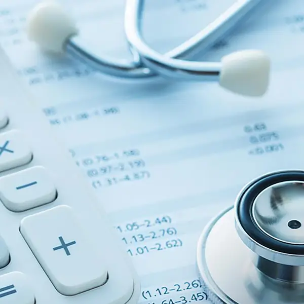 A calculator and a stethoscope.