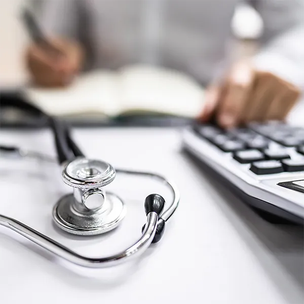 A stethoscope and a calculator.