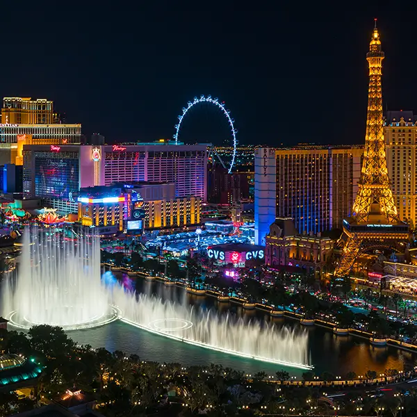 Mandalay Bay in Las Vegas at night.
