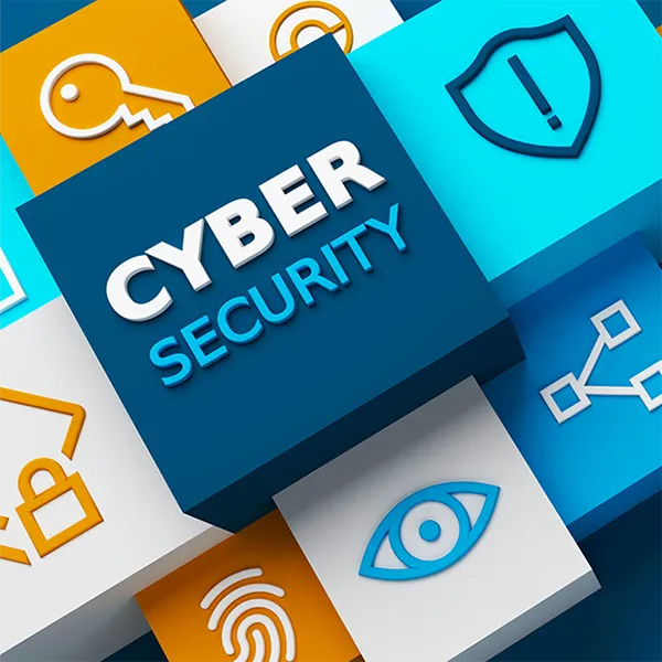 Security-related icons with the words 'Cyber Security'