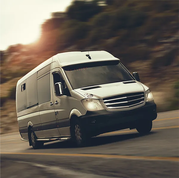 A van on the highway.