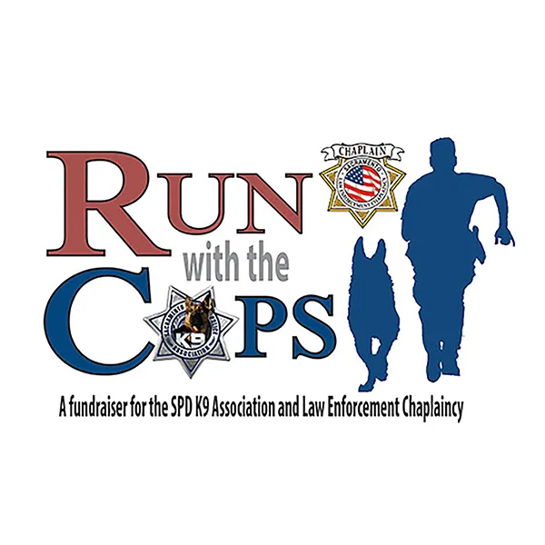 Graphic promoting 'Run with the Cops,' a fundraiser for the SPD K9 Association and Law Enforcement Chaplaincy.