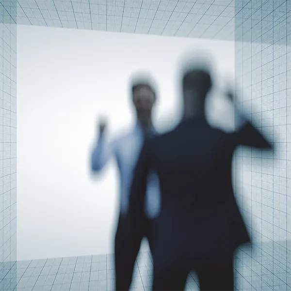 Two out-of-focus professionals fighting.