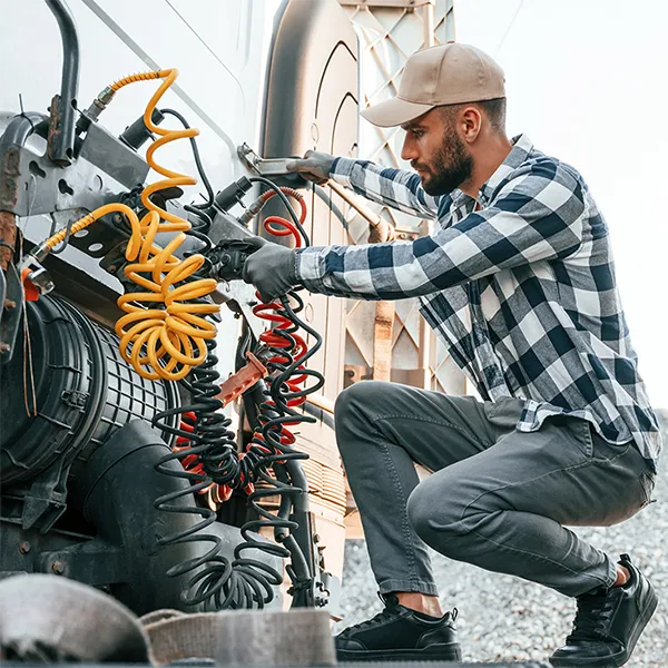 A professional working on a vehicle.