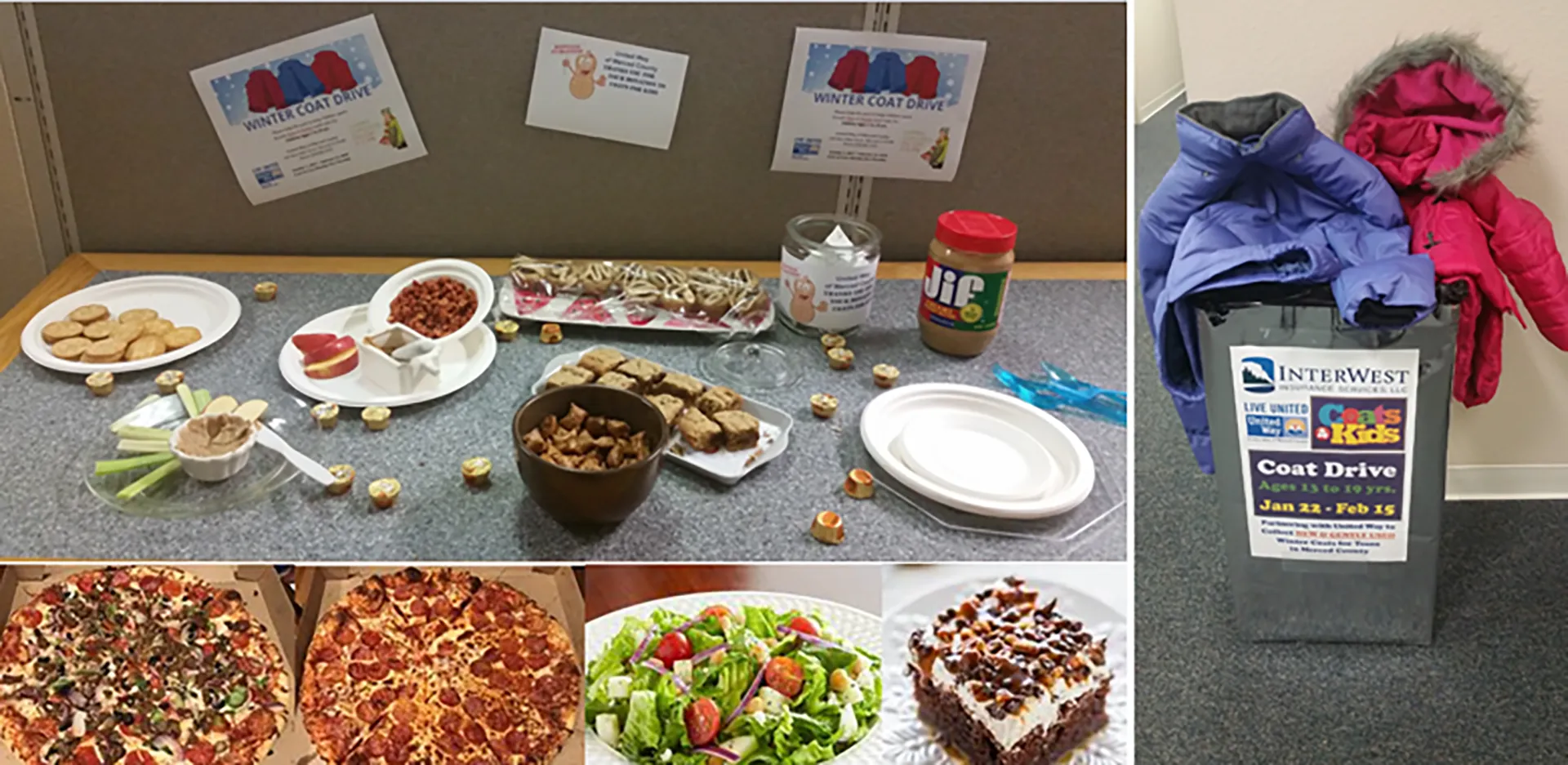 Donations from the InterWest Merced office to the United Way of Merced County Coats for Kids Winter Coat Drive.