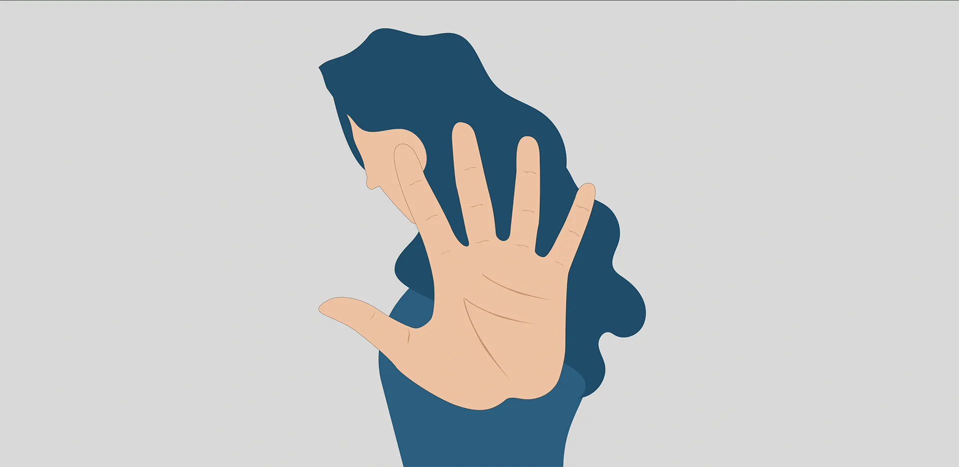 Drawing of a person holding their hand out to signal stop.