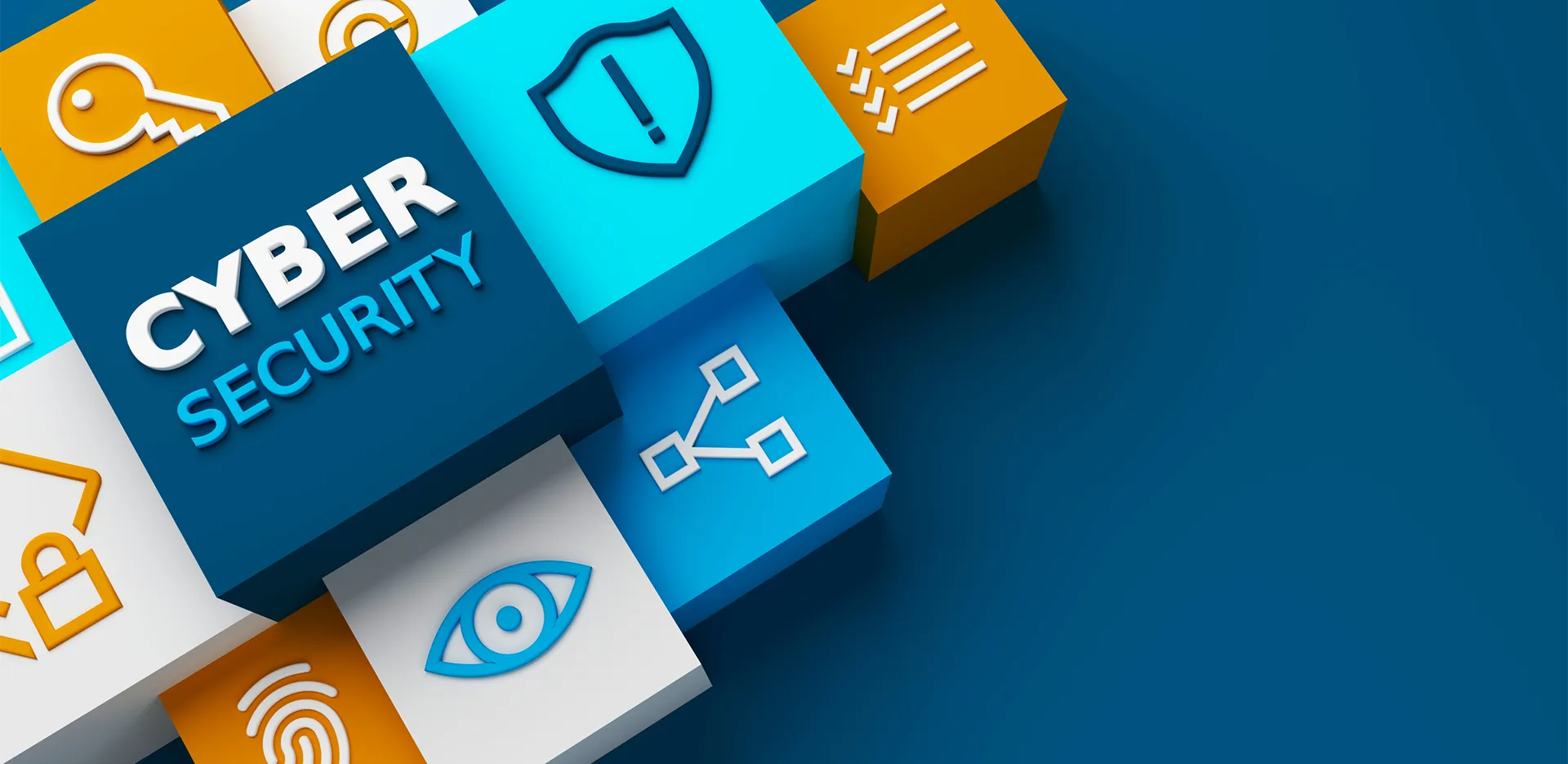 Security-related icons with the words 'Cyber Security'