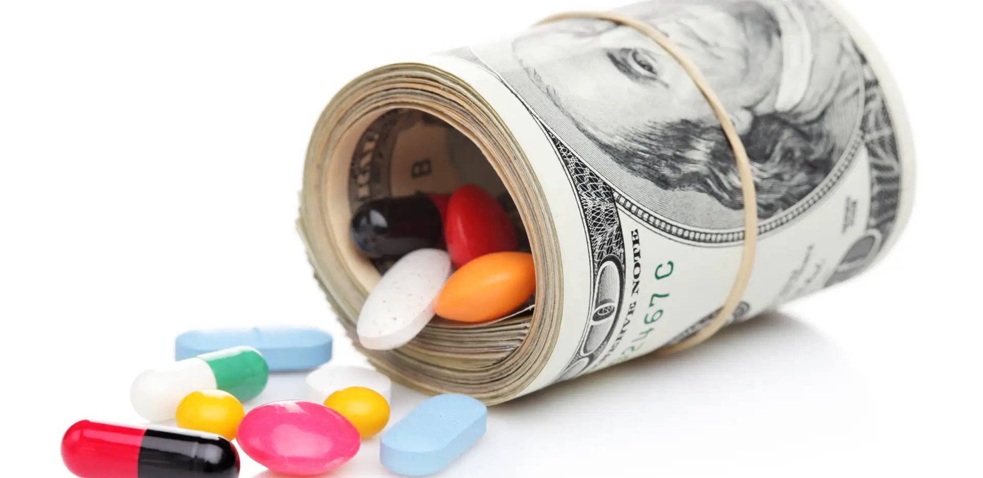 pills and rolled money
