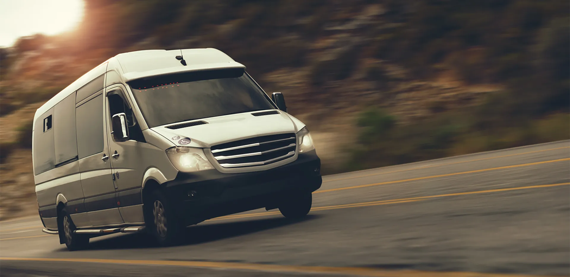 A van on the highway.