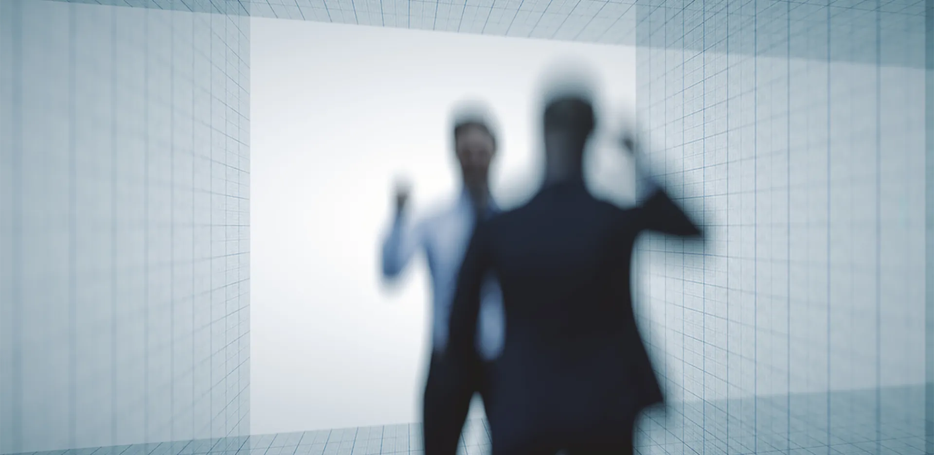 Two out-of-focus professionals fighting.