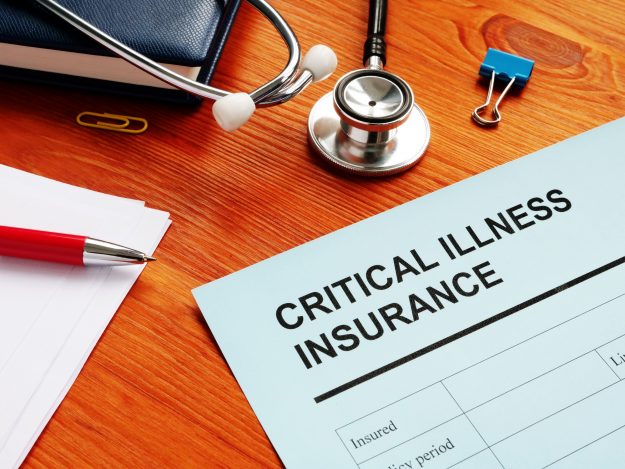 Critical Illness Insurance form and stethoscope.