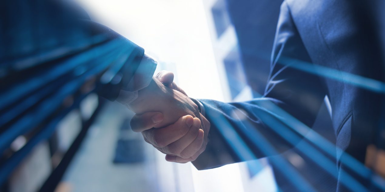 Businessmen making handshake with partner, greeting, dealing, merger and acquisition, business cooperation concept, for business, finance and investment background, teamwork and successful business