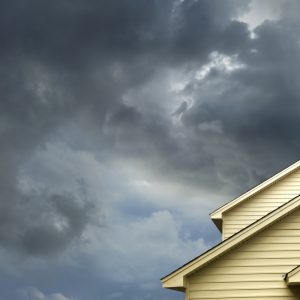 home in stormy day