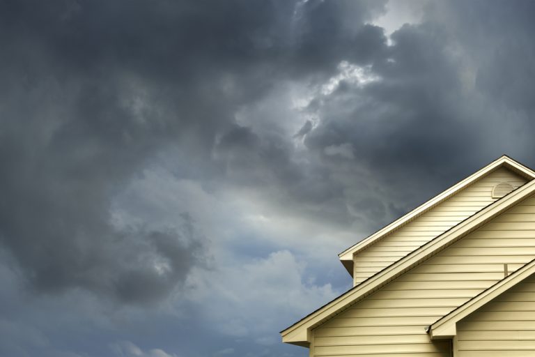 home in stormy day